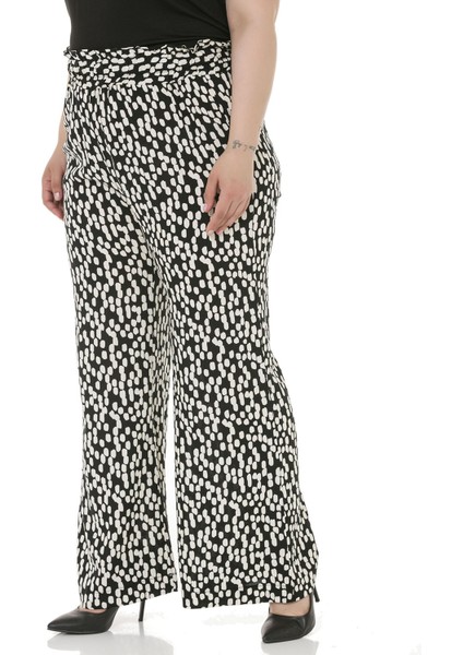 Büyük Beden Beli Geniş Lastikli Büzgülü Bol Paça Siyah Beyaz Kadın Pantolon indirimleri