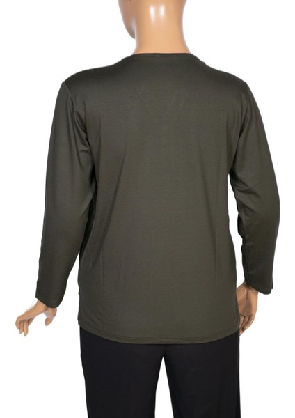 Cimariva Kadın Neval Büyük Beden V Yaka Taşlı Haki Bluz fırsatları