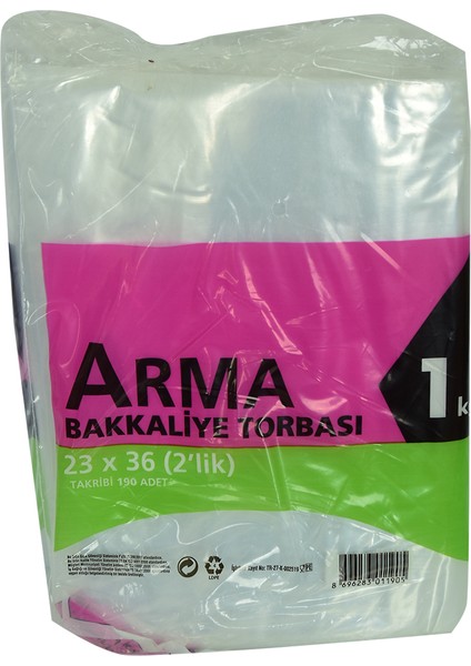 Naylon Torba Arma Şeffaf Bakkaliye Kuruyemiş Şeker Torbası 23X36 (2 Lik ) Takribi 190 Adet 1000 gr