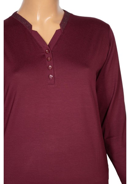 Cimariva Kadın Neval Büyük Beden V Yaka Taşlı Bordo Bluz fiyatları