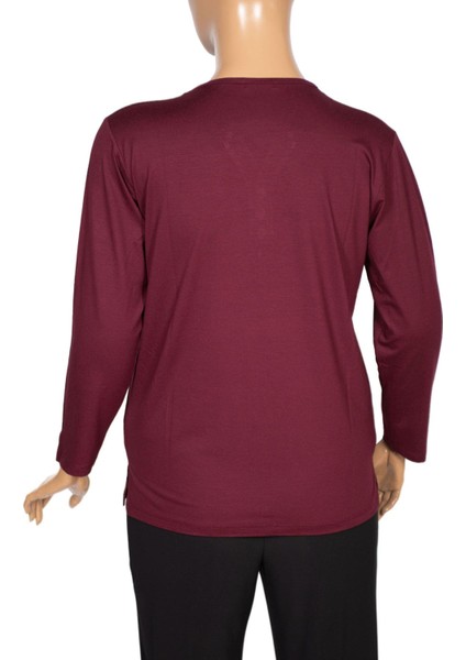 Cimariva Kadın Neval Büyük Beden V Yaka Taşlı Bordo Bluz fırsatları