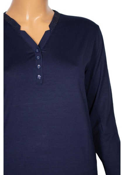 Cimariva Kadın Neval Büyük Beden V Yaka Taşlı Lacivert Bluz fiyatları