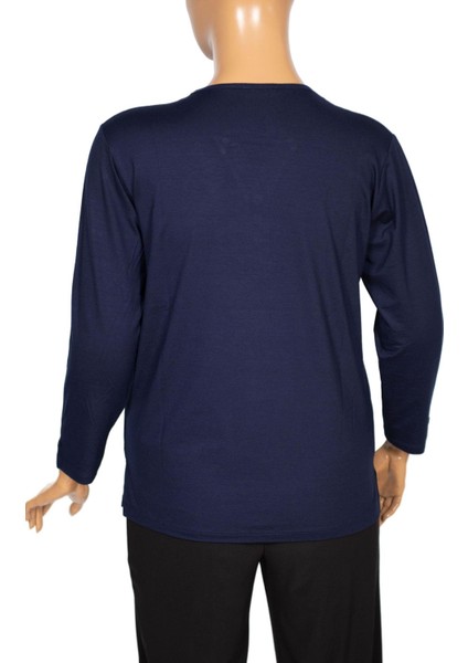 Cimariva Kadın Neval Büyük Beden V Yaka Taşlı Lacivert Bluz fırsatları