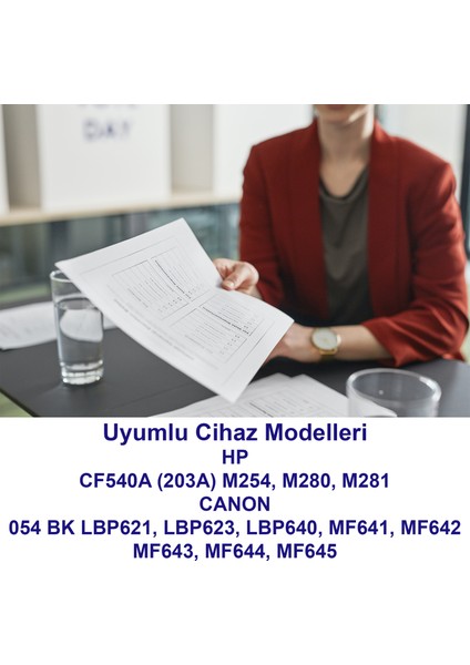 Hp CF540A(203A) M254,M280,M281 & Canon CRG-054BK LBP621,LBP623,MF643,MF644  1500 (1.5k) Sayfa Verimli Muadil Toner (Siyah)