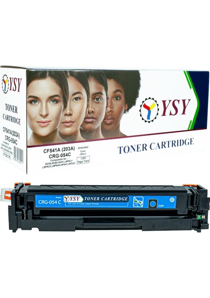 Hp CF541A(203A) M254,M280,M281 & Canon CRG-054C  LBP621,LBP623,MF643,MF644  1300 (1.3k) Sayfa Verimli Muadil Toner (Mavi)