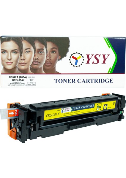 Hp CF542A(203A) M254,M280,M281 & Canon CRG-054Y  LBP621,LBP623,MF643,MF644  1300 (1.3k) Sayfa Verimli Muadil Toner (Sarı)