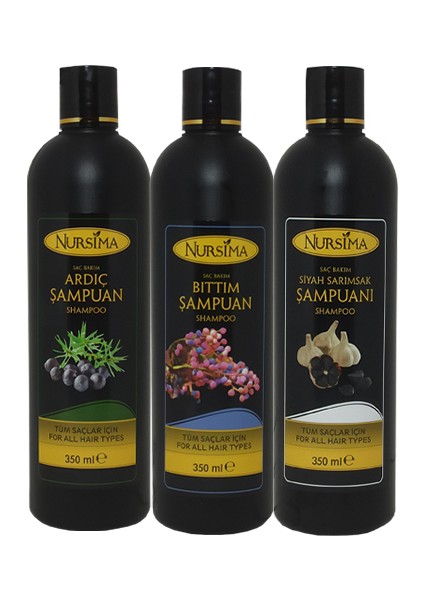 Bitki Özlü Ardıç Şampuanı + Bıttım Şampuanı + S. Sarımsak Şampuanı, 3 x 350 ml