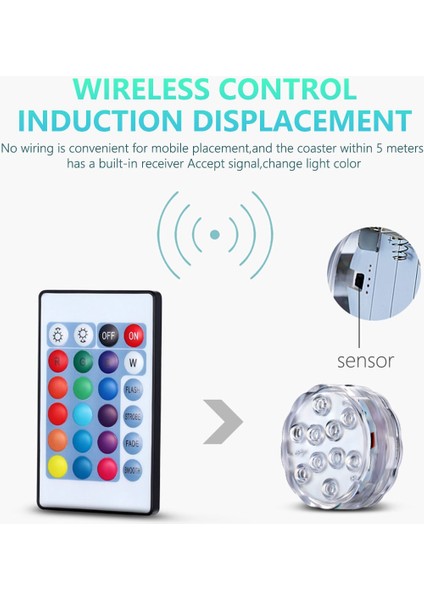 Kumandalı Rgb Dalgıç Işık Pilli Kumandalı Su Altı Gece Lambası Nargile ve Havuz Aydınlatması modelleri