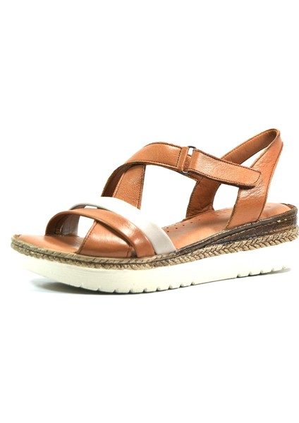 22BY65.1604 Deri Taba Anatomik Comfort Cırtlı Kadın Sandalet