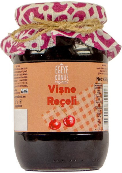 Geleneksel Vişne Reçeli Cam Kavanoz - 450 Gr. (%65-%70 Meyve Oranı)