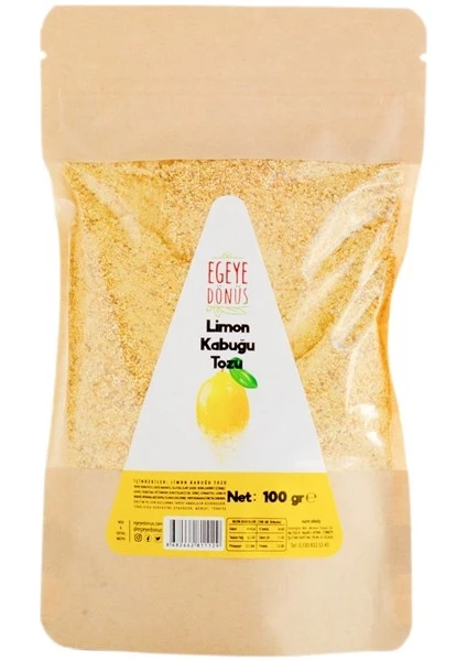 Egeye Dönüş Glutensiz Limon Kabuğu Tozu - 100 Gr. (Yüksek Aroma - Renk Verici - Katkı Koruyucu Içermez.)