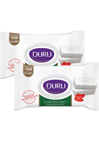 Beyaz Sabun Kokulu Islak Mendil 2X50 Adet