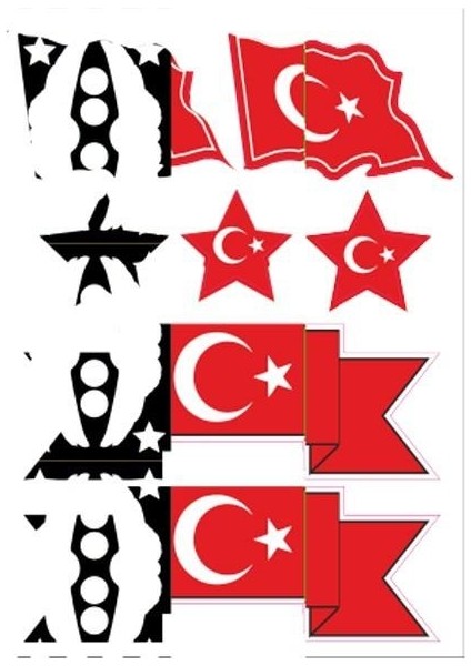SEVEN KARDEŞLER Türk Bayrağı A5 Sticker 069 Tek Paket Çoklu Sticker