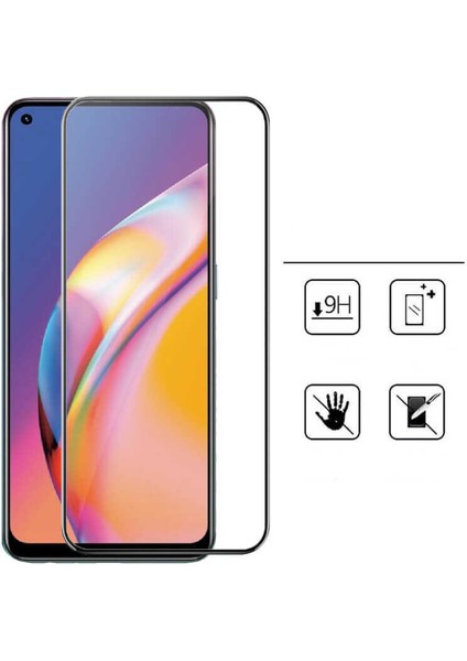 Case 4U Oppo A52 Ekran Koruyucu Kırılmaz Tam Ekran Sert Temperli Davin 5D Cam Siyah