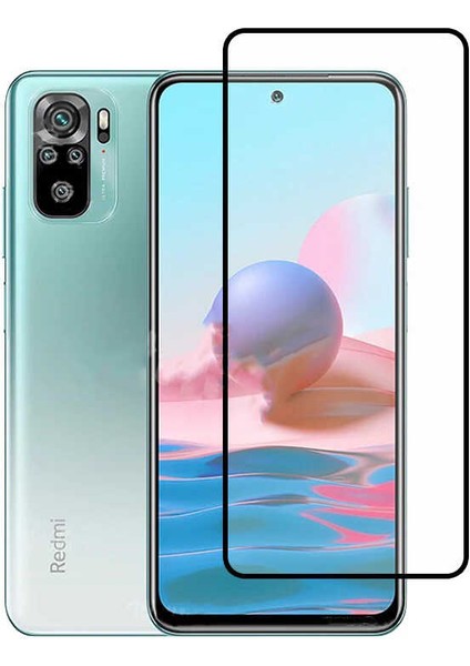 Xiaomi Redmi Note 10 / Redmi Note 10s Tam Kaplayan Tamperli Cam Ekran Koruyucu Curved Kırılmaz Kenar Siyah