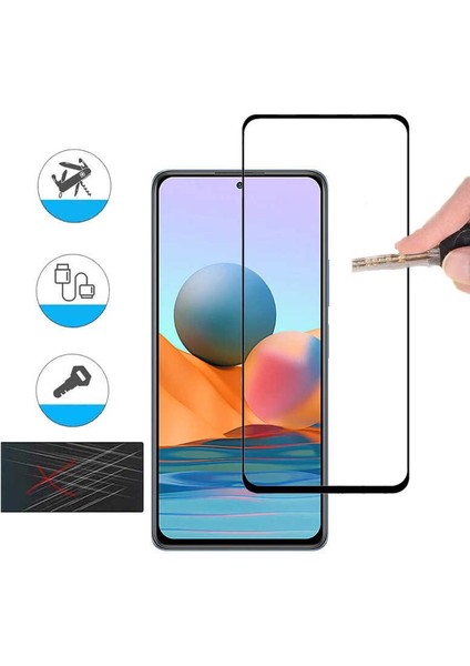 Xiaomi Redmi Note 10 / Redmi Note 10s Tam Kaplayan Tamperli Cam Ekran Koruyucu Curved Kırılmaz Kenar Siyah