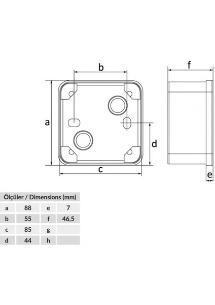 IP44 85X85X50 mm Plastik Buat BB2-0341-0003 fiyatları