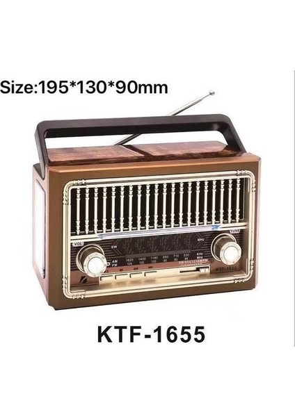 Nostalji Radyo Bluetoothlu Radyolu USB Sd El Fenerli KTF-1655