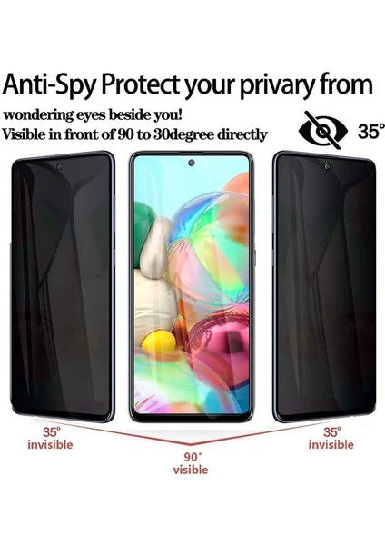 Case 4U Samsung Galaxy S21 Fe Uyumlu Ekran Koruyucu Temperli Kırılmaz Cam Privacy Davin 5D Hayalet Gizliklik Filtreli Siyah