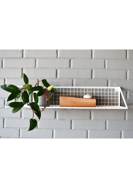 Büyük Boy 80 x 25 x 15 cm Tel Duvar Rafı (Beyaz Renk)
