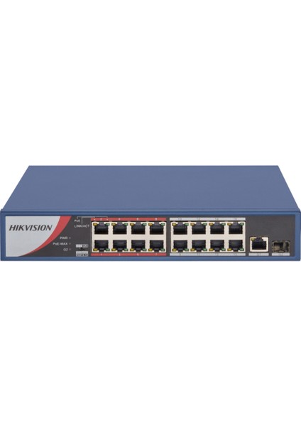 HıkVision DS-3E0318P-E/M 16 Port Megabit 16 Port Poe 130W + 1 Port Gigabit Uplink + 1 Port Gigabit Sfp Yönetilemez Rack Mount Switch