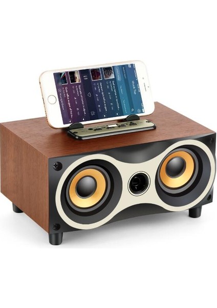 Ahşap Kablosuz Bluetooth Subwoofer Hoparlör - Kahverengi (Yurt Dışından)