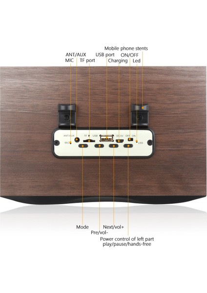 Ahşap Kablosuz Bluetooth Subwoofer Hoparlör - Kahverengi (Yurt Dışından)