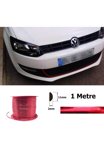 Yapışkanlı Nikelaj Şerit Çıta Bant Parlak Kırmızı 11MM 1 Metre