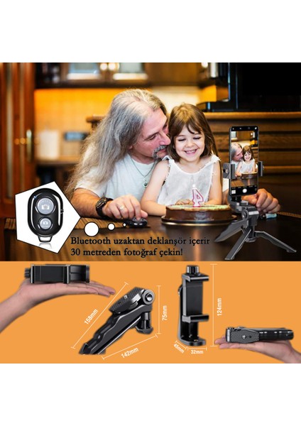 Kamera Tripod Standı Masaüstü Mini Güzellik Bacak Tarzı Tripod Kablosuz Uzaktan Deklanşör ve Telefon Tutucu ile Selfie Çubuğu(Yurt Dışından)