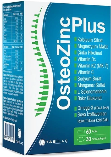 Tab Ilaç Osteozinc Plus 30 Yumuşak Kapsül + 60 Tablet