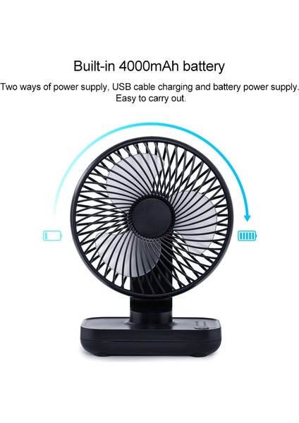 D606 4W USB Şarj Edilebilir Masaüstü Fan Pembesi (Yurt Dışından)