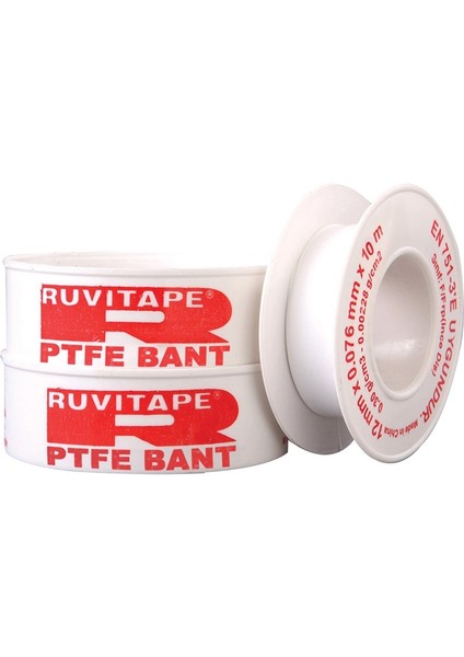 Ptfe Teflon Bant-Ruvıtape (12mmx10mt) 10'Lu