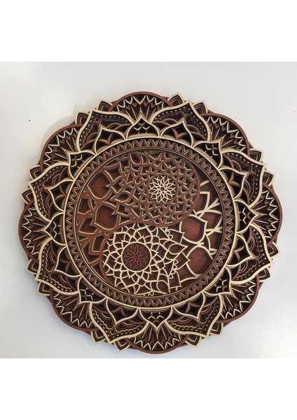 Mandala Duvar Dekor Yuvarlak Koyu Kahverengi