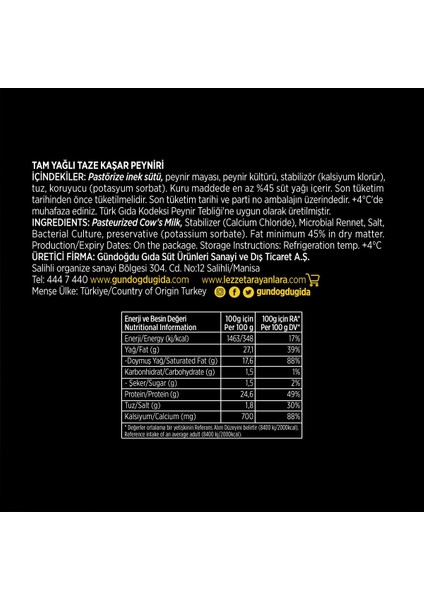 Taze Kaşar Peynir 500 gr