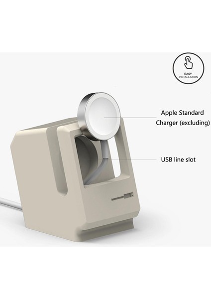 Retro Style Silika Jel Apple Saat Şarj Dock Stand Tutucu Istasyonu Gri (Yurt Dışından)