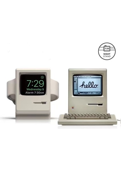 Retro Style Silika Jel Apple Saat Şarj Dock Stand Tutucu Istasyonu Gri (Yurt Dışından)