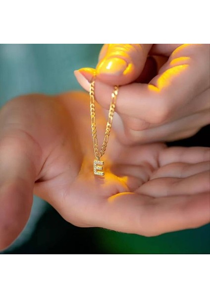 14K Altın Harf Bileklik Figaro Zincir fırsatları