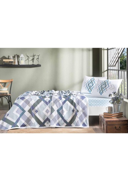 Arden %100 Pamuk Tek Kişilik Pike Takımı Mavi