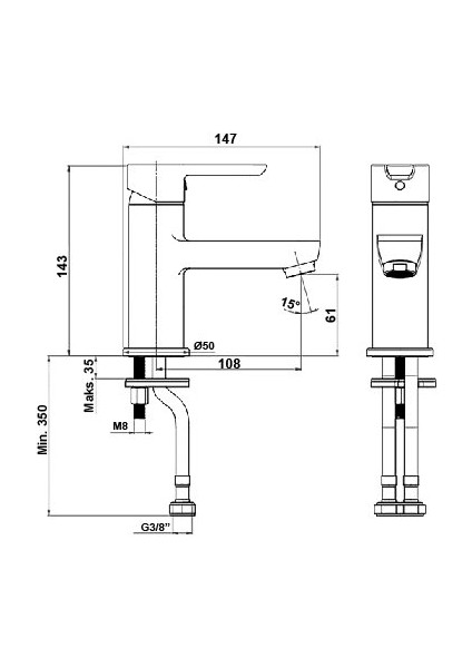 Dolce Lavabo Bataryası Parlak Krom