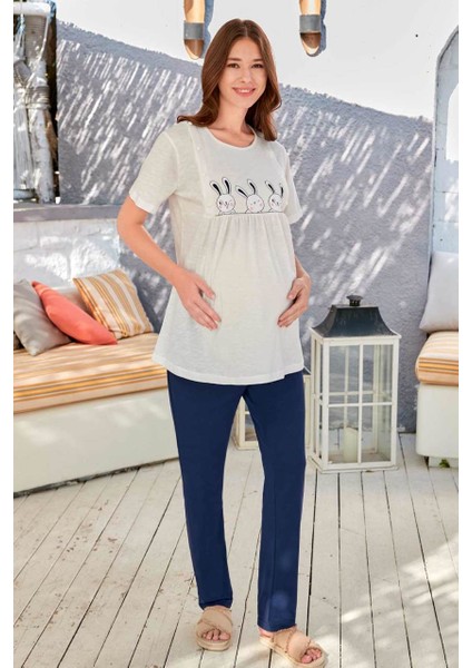 9065 Kadın Lahosa Kısa Kol Pijama Takımı Larcivet - S