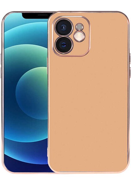 - Apple iPhone 12 - Kılıf Kamera Korumalı Renkli Viyana Kapak - Gold