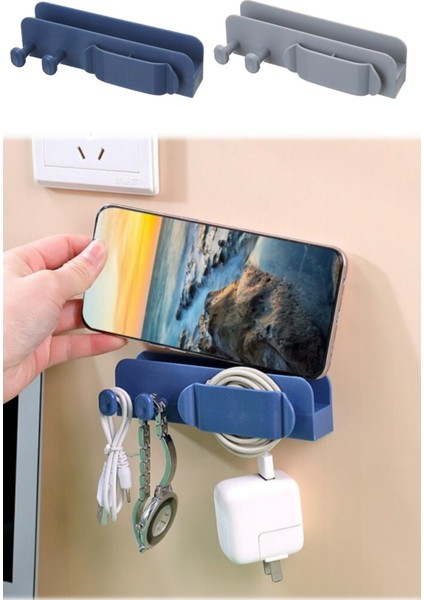 2 Adet Telefon Şarj Kablo Askısı Saat Takı Anahtarlık Düzenleyici Yapışkanlı Telefon Şarj Kablo Standı 2 Adet