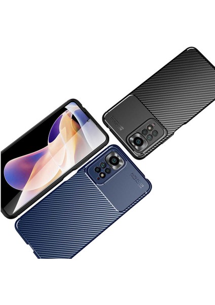Xiaomi Redmi Note 11S Global Kılıf Karbon Desenli Lux Negro Silikon + Nano Ekran Koruyucu