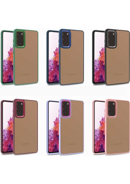 Samsung Galaxy A72 Kapak Metal Kamera Korumalı Arkası Şeffaf Silikon Kılıf - Mavi