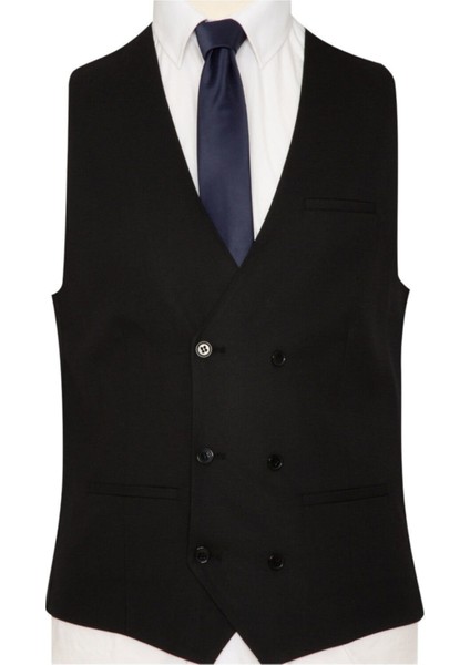 Yelekli Siyah Slim Fit Takım Elbise modelleri