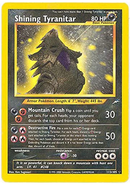 Pokemon Shining Tyranitar 80HP Kart