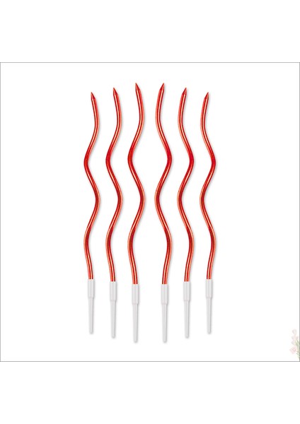 Spiral Krom Mum, 15 cm x 6 Adet - Kırmızı