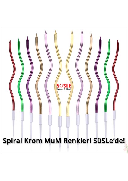 Spiral Krom Mum, 15 cm x 6 Adet - Mavi fırsatları
