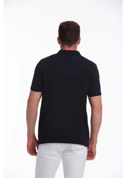 Erkek Lacivert Regular Fit %100 Pamuk Polo Yaka Tişört