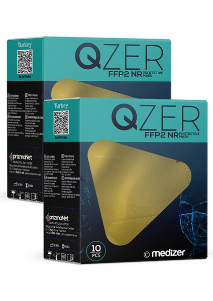Qzer Sarı Renk 5 Katmanlı Ffp2 N95 Maske